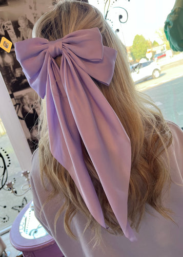Satin Hair Bow in Lilac